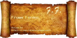 Frumm Ferenc névjegykártya